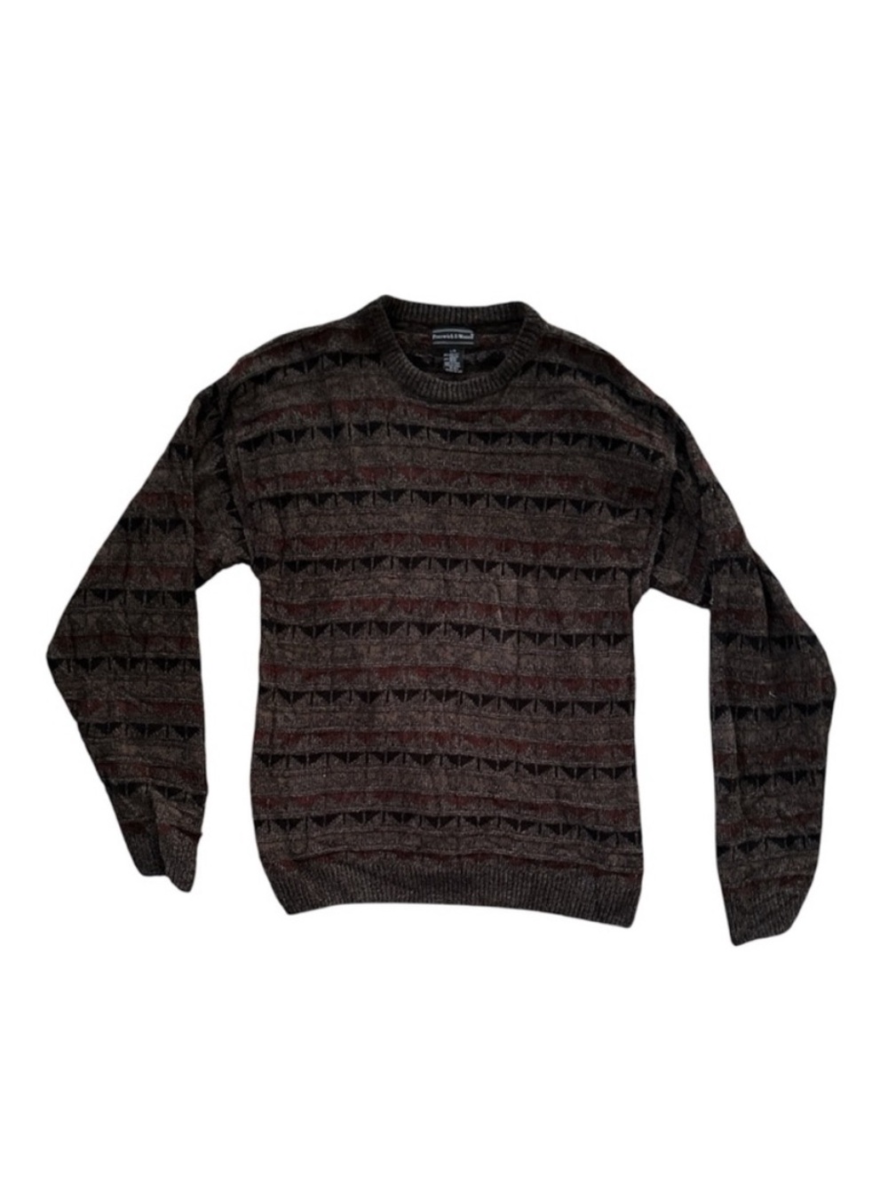 Preswick & Moore Brown Patterned Crewneck Sweater